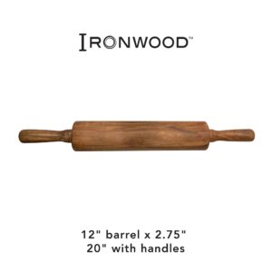 Ironwood Gourmet Acacia Wood Rolling Pin, Brown Medium