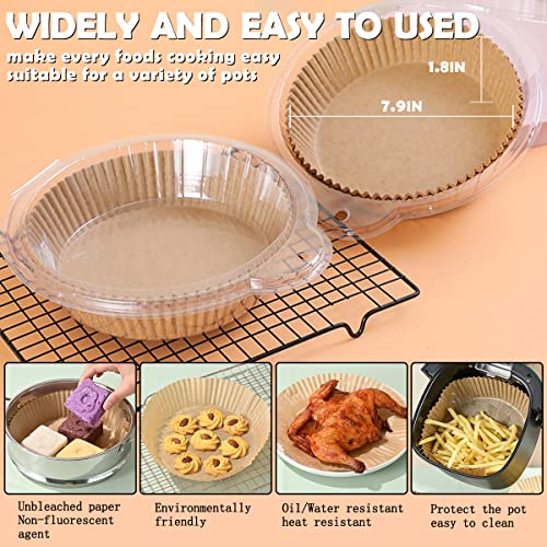 HOMYHOME Air Fryer Disposable Paper Liner, 50PCS Non-stick Disposable Air Fryer Paper Liners, Baking Paper for Air Fryer Oil-proof, Water-proof, Parchment for Baking Roasting Microwave (7.9inch)