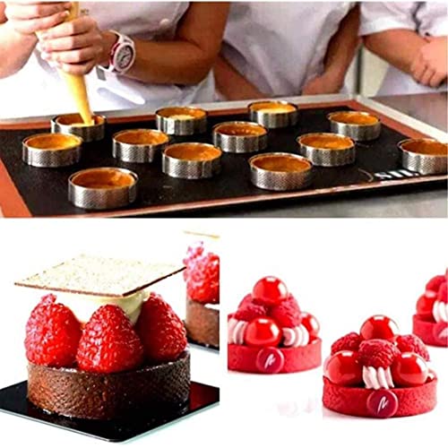 Gcroet 10 Pack 6Cm Steel Tart, Heat-Resistant Perforated Cake Mousse, Round Baking Doughnut Tools, Stainless Steel Muffin Rings Round Muffin Tart Ring Molds for Home Baking