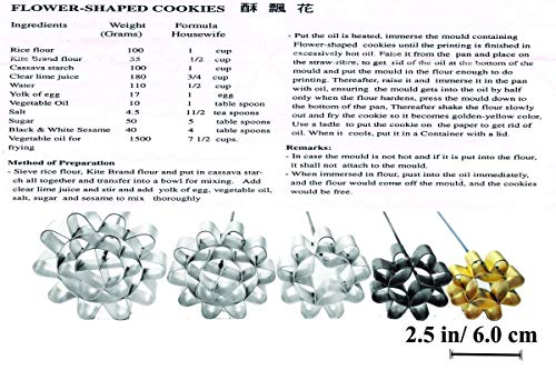 DOK JOK Cookie Bouquet Sunflower 2.5 Inch Diameter Crispy Biscuit Mould Brass Blossom Lotus Flowers Shaped Mold Maker Thailand Dessert Come with Thaise Thailndsk Thai Kanom Recipe Amazon