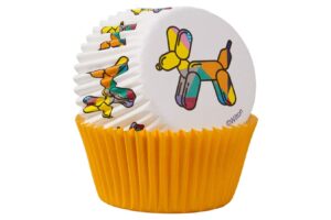 wilton cupcake liners 75/pkg-balloon dog and solid orange