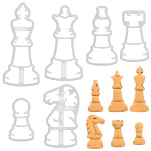 set of 6 chess pieces cookie cutters (king, queen, rook, bishop, knight, and pawn) - bakerlogy