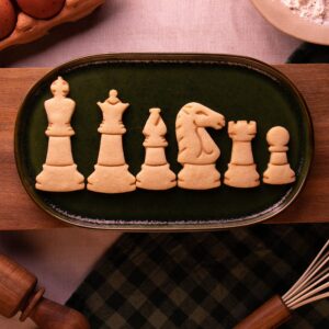 Set of 6 Chess Pieces Cookie Cutters (King, Queen, Rook, Bishop, Knight, and Pawn) - Bakerlogy
