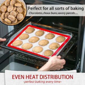 Silicone Baking Mat Set of 3, 2 Large Baking Mat (11.5"X16.5"), 1 Quarter Baking Sheets, Non-Stick Reusable Macaron Silicone Mats for Cookie, Macaron, Pizza, Bread, Bun