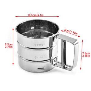 Cenbee Flour sieve stainless steel material manufacturing,Coffee Sieve Cup,Semi Automatic 2 Cup Sifter for Baking | Fine Mesh Pastry Sieve Cup.