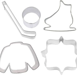 Ice Hockey Cookie Cutter 5 Piece Set from The Cookie Cutter Shop - Hockey Puck, Ice Skate, Jersey, Plaque, Hockey Stick Cookie Cutters – Tin Plated Steel Cookie Cutters
