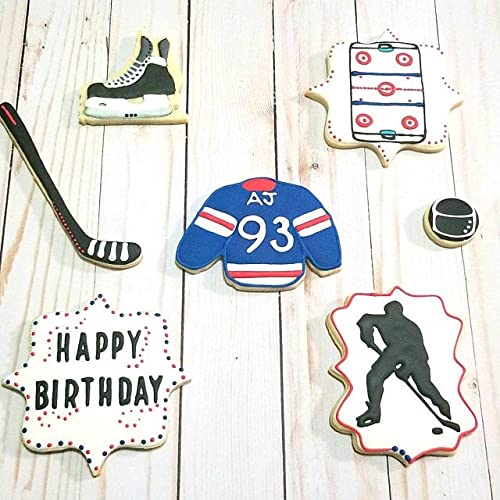 Ice Hockey Cookie Cutter 5 Piece Set from The Cookie Cutter Shop - Hockey Puck, Ice Skate, Jersey, Plaque, Hockey Stick Cookie Cutters – Tin Plated Steel Cookie Cutters