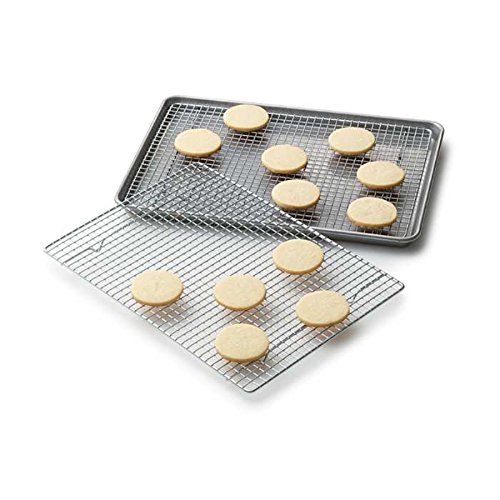 Libertyware Professional Cross Wire Cooling Rack Half Sheet Pan Grate-16-1/2 x 12" Drip Screen (Set of 2), 16-1/2" x 12", Silver