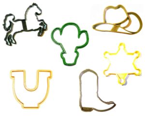 wild west kit horse shoe cactus cowboy hat boot sheriff set of 6 cookie cutter usa pr1105