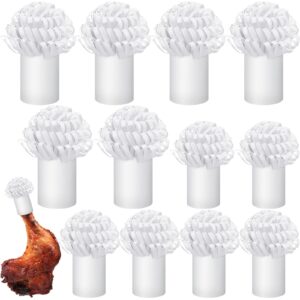 12 pcs paper frills decorative holders for turkey legs chops white paper pork lamb chop frills decorative small chicken leg holders, 2 sizes