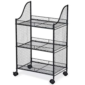 collections etc rustic farmhouse & chicken wire rolling kitchen storage cart