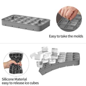 Ice Cube Tray with Lid and Bin, ROTTAY Ice Trays for Freezer, Easy-release 48 Small Nugget Silicone Ice maker with Ice Bucket, Ice Cube Storage Container Set for Chilled Drink, Cocktail,Gray…