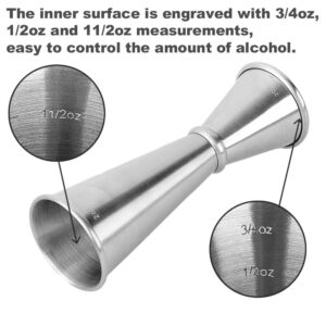 Cocktail Jigger for Bartending - Japanese Double Sided Jigger with Measurements Inside, 2 oz 1 oz Stainless Steel Measuring Jigger