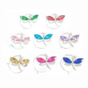 Malikesy Colourful Dragonfly Stem Glass Charms, Wine Markers Charms for Bachelorette Party Anniversary Friends Gathering - Set of 8