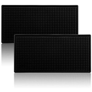 tebery 2 pack rubber bar mats,12" x 6" black bar service spill mat drying mat
