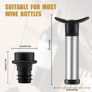 OWO Wine Saver with 4 Vacuum Stoppers, Wine Stopper Wine Preserver, Wine Bottle Keeper Set Reusable Vacuum Sealer Keeps Wine Fresh