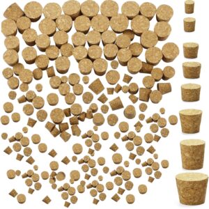 120 pieces tapered cork stoppers wooden wine bottle stopper tapered cork bottle plugs natural soft wood wine corks crafts replacement corks for wine beer bottle, glass bottles, diy craft, 8 sizes