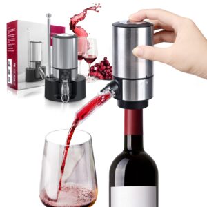 wine gifts-wine aerator pourer-rocyis electric wine dispenser, one touch smart wine decanter w/storage base & retractable tube (battery operated)