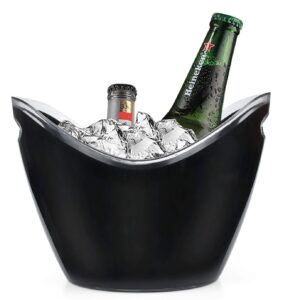 yesland ice bucket, 3.5 l black plastic party bottle chiller - 10.5 x 8 x 7-3/4 inch ice beverage/storage tub - perfect for wine, champagne or beer bottles