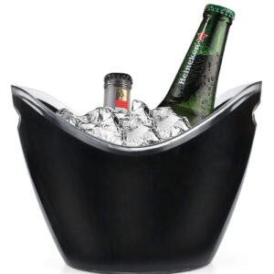 Yesland Ice Bucket, 3.5 L Black Plastic Party Bottle Chiller - 10.5 x 8 x 7-3/4 Inch Ice Beverage/Storage Tub - Perfect for Wine, Champagne or Beer Bottles