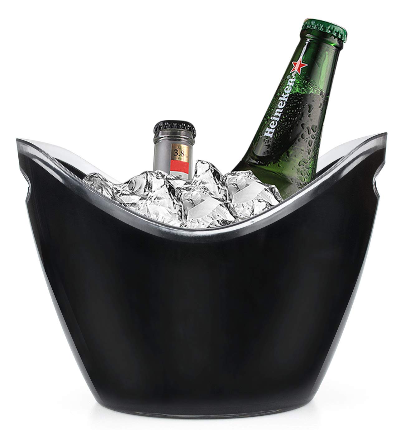 Yesland Ice Bucket, 3.5 L Black Plastic Party Bottle Chiller - 10.5 x 8 x 7-3/4 Inch Ice Beverage/Storage Tub - Perfect for Wine, Champagne or Beer Bottles