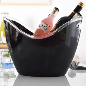 Yesland Ice Bucket, 3.5 L Black Plastic Party Bottle Chiller - 10.5 x 8 x 7-3/4 Inch Ice Beverage/Storage Tub - Perfect for Wine, Champagne or Beer Bottles