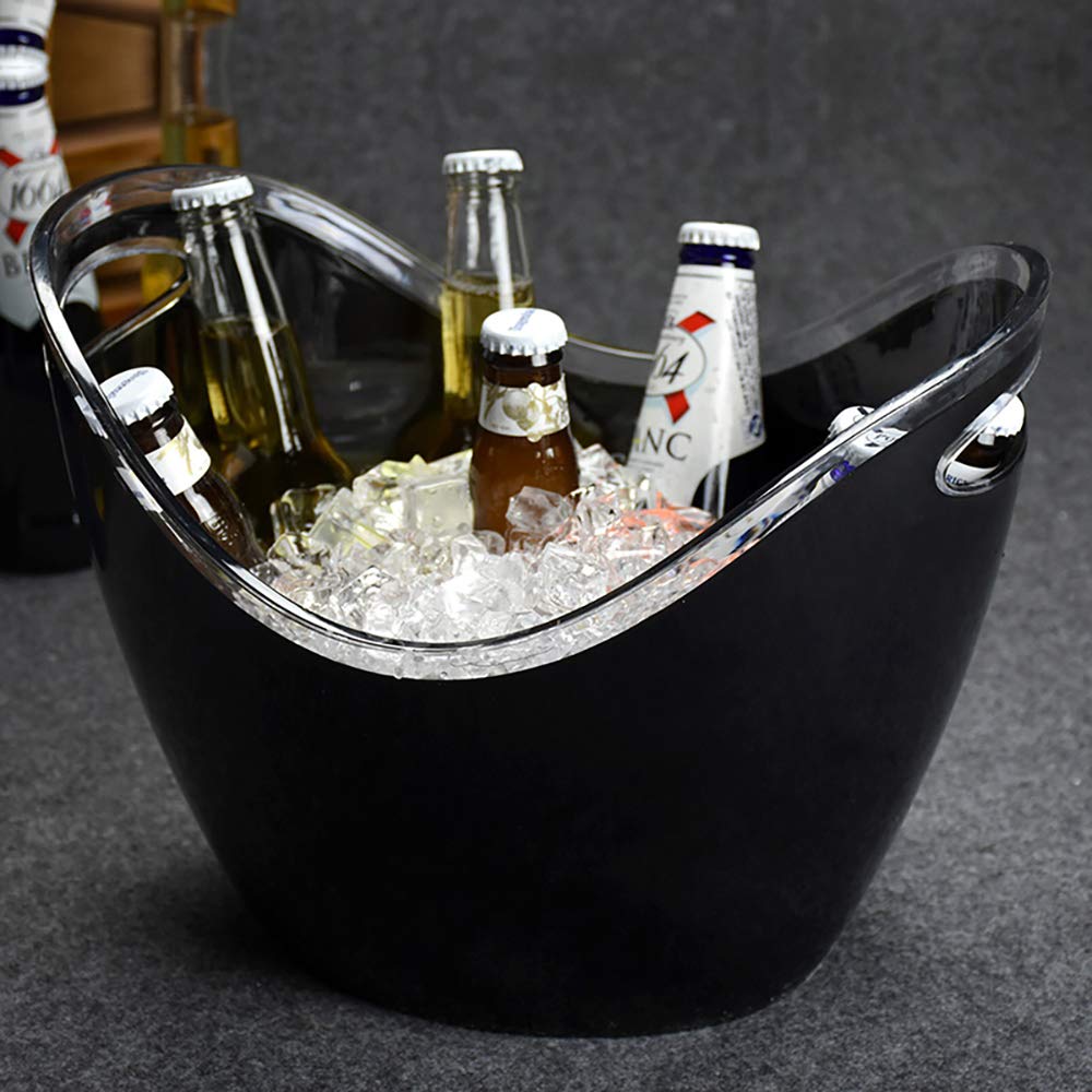 Yesland Ice Bucket, 3.5 L Black Plastic Party Bottle Chiller - 10.5 x 8 x 7-3/4 Inch Ice Beverage/Storage Tub - Perfect for Wine, Champagne or Beer Bottles