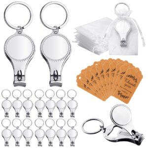 30 set silver nail clipper keychain bottle opener with tag cards organza bags for party wedding favor souvenirs guest gift(classic style)