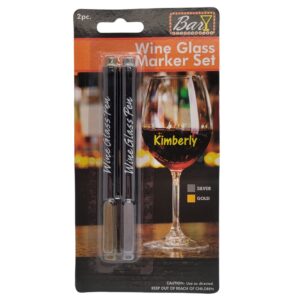 Handy Housewares Erasable Wine Glass Marker Pen Set - Gold & Silver Color - Write on Glass, Great for Weddings, Banquets and Parties!
