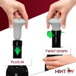 Hint Ov [4 Pack] Wine Bottle Stoppers for Wine, Beer, Liquor Bottle Covers, Leak-Proof, Easy to Use, Dishwasher-Safe, Kitchen Accessories,Silicone,Reusable