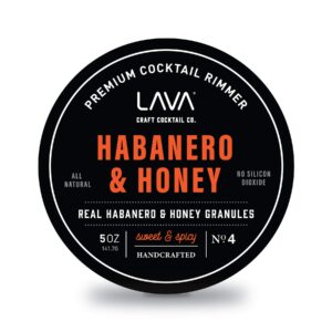 lava premium habanero & honey cocktail rimmer, all natural rimmer seasoning, sweet & spicy, no silicon dioxide, with easy screw-on lid - 5oz