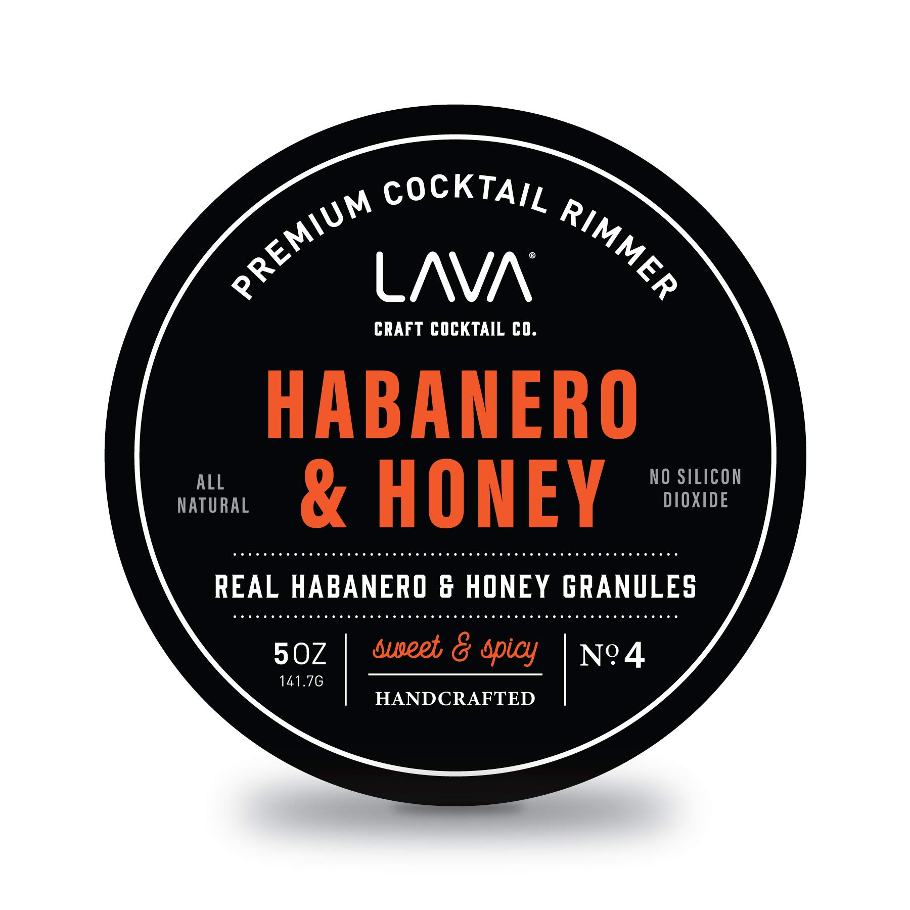 LAVA Premium Habanero & Honey Cocktail Rimmer, All Natural Rimmer Seasoning, Sweet & Spicy, No Silicon Dioxide, with Easy Screw-On Lid - 5oz