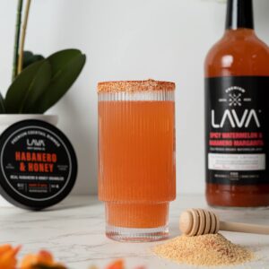 LAVA Premium Habanero & Honey Cocktail Rimmer, All Natural Rimmer Seasoning, Sweet & Spicy, No Silicon Dioxide, with Easy Screw-On Lid - 5oz