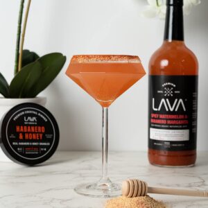 LAVA Premium Habanero & Honey Cocktail Rimmer, All Natural Rimmer Seasoning, Sweet & Spicy, No Silicon Dioxide, with Easy Screw-On Lid - 5oz