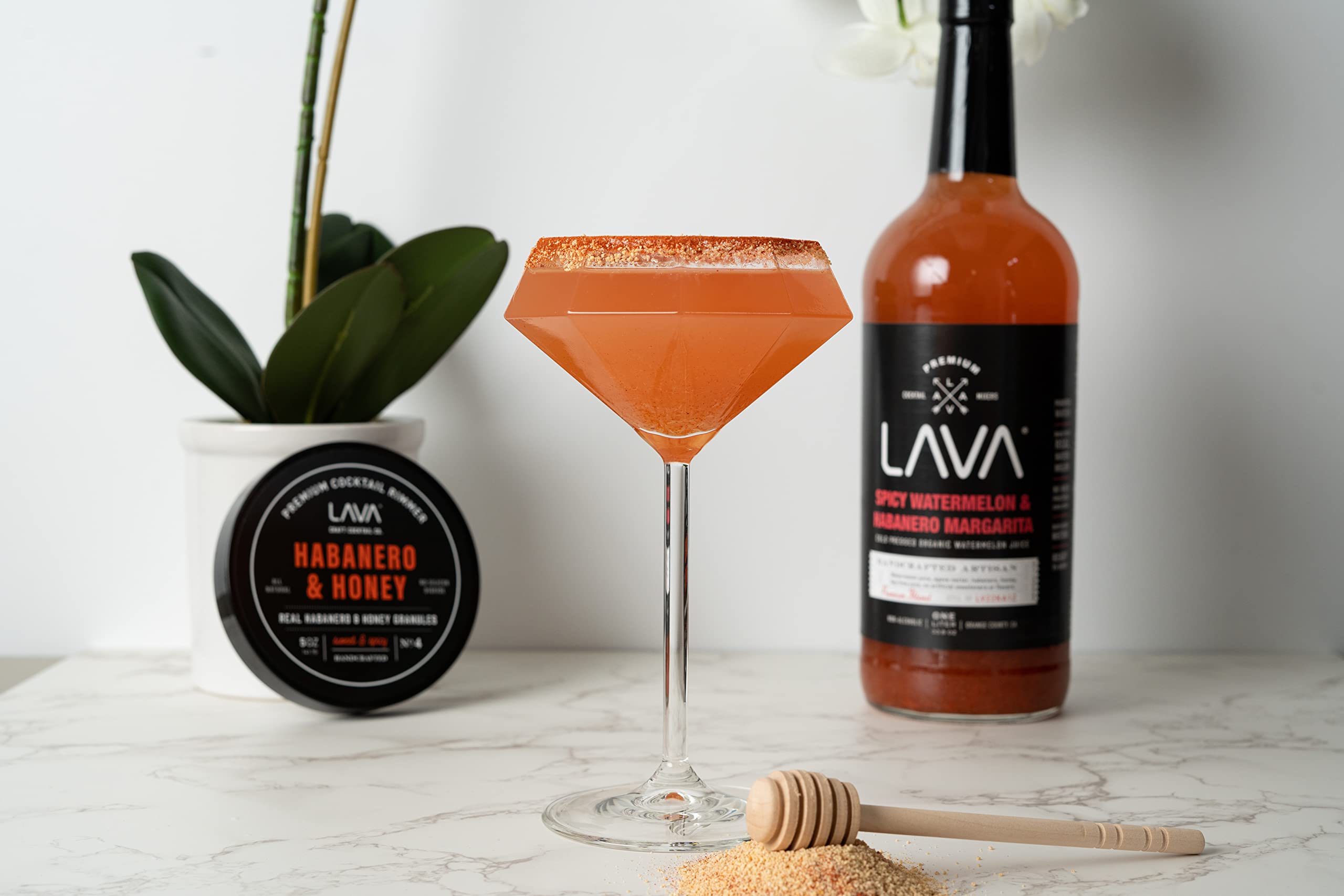 LAVA Premium Habanero & Honey Cocktail Rimmer, All Natural Rimmer Seasoning, Sweet & Spicy, No Silicon Dioxide, with Easy Screw-On Lid - 5oz