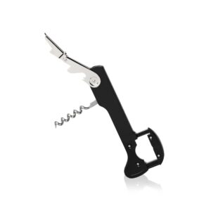 True Recoil Double Hinged Corkscrew Classic Black Wine Key with Extendable 4 Wheel Foil Cutter, Set of 1