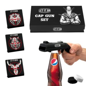 cap guns bottle opener - shooter opens the cap & fires it over 16 feet - birthday gift idea - gun gifts for funny bottle opener (opener)