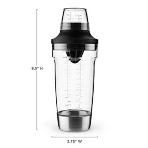 HOST All in One Cocktail Shaker Set | 5 in 1 Tool - Jigger Cap | Strainer | Reamer | Stainless Steel Bottle Opener and Oz and mL Markers 18 oz Capacity - Multitool Bartending Mixer for Drinks