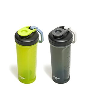 Contigo Fit Shake & Go 2.0 Shaker Bottle with Leak-Proof Lid, 28oz Gym Water Bottle with Whisk and Carabiner Handle, Dishwasher Safe Mixer Bottle, 2-Pack Bolt & Sake, Yellow and Black