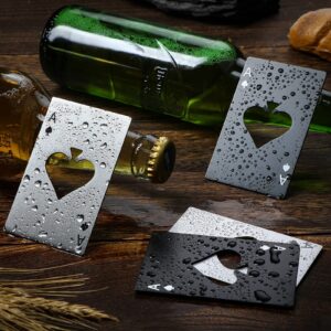 Poker Card Bottle Openers Stainless Steel Can Openers Beer Opener Ace Card Bottle Cap Openers Poker Cap Openers for Wedding Birthday Party Bridal Shower Table Tools Supplies (Silver, Black,24 Pieces)