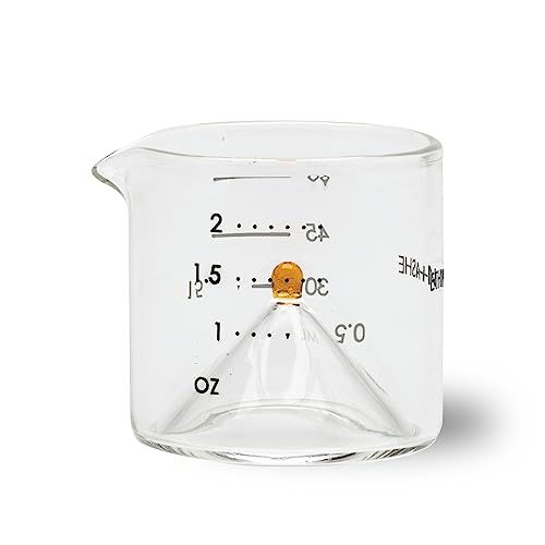 Cocktail Jigger For Bartending - Ethan + Ashe - Lab Series - Durable Borosilicate Glass - 15ml, 30ml, 45ml, and 60ml Measuring Cup In One