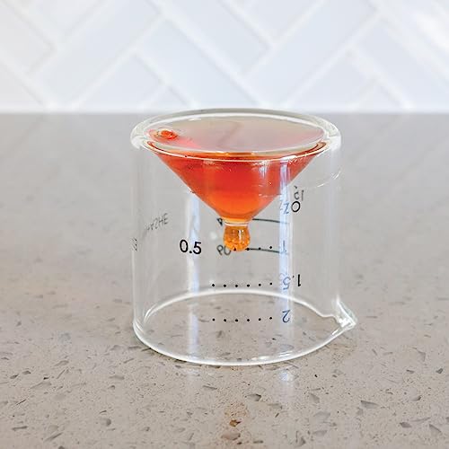 Cocktail Jigger For Bartending - Ethan + Ashe - Lab Series - Durable Borosilicate Glass - 15ml, 30ml, 45ml, and 60ml Measuring Cup In One