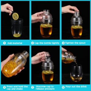 7 Pcs Plastic Cocktail Shaker Set Drink Mixer with Mark Clear Drink Shaker Cocktail Shaker and Measuring Jigger Set Ounce Cup Clear Bar Set for Bar Party Home Use Wine Shaker Bar Mixing Tool