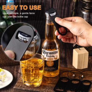 60 Pieces Stainless Steel Flat Bottle Opener with Keychain 3.5 x 1.3 Inches Beer Bottle Opener Flat Bottle Cap Opener with Keyring for Men Women Bartender Kitchen Bar Restaurant, Black