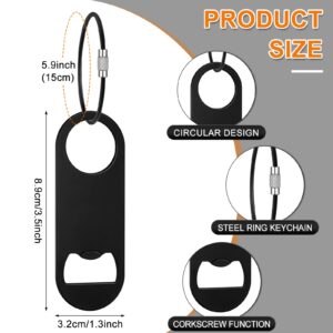 60 Pieces Stainless Steel Flat Bottle Opener with Keychain 3.5 x 1.3 Inches Beer Bottle Opener Flat Bottle Cap Opener with Keyring for Men Women Bartender Kitchen Bar Restaurant, Black