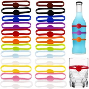 yflife drink markers silicone 24pcs, wine glass charms for party glasses cups cans dentification, glass markers for drinks, strip tag marker for beer bottle mug jar, cocktail party solution