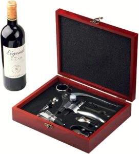 cooko wine opener set,wine bottle opener including foil cutter, bottle stopper pourer and extra spiral,wine corkscrew set,gift box opener kit.