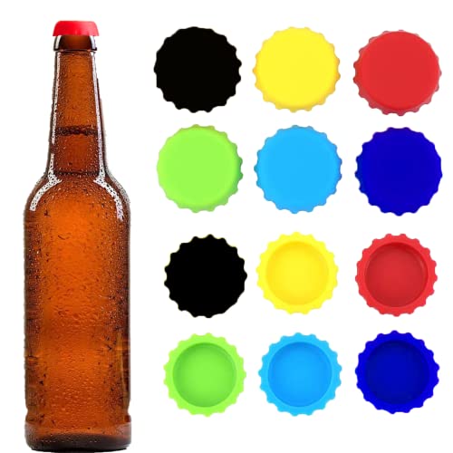 Bottle Caps, Beer Bottle Caps Silicone Reusable Soda Bottle Stopper Hat Sealer Cover for Soft Drink, Beverages, HomeBrew, Kitchen Gadgets, Prevent Spillage, Dishwasher Safe, BPA-Free (Mix, 6 Pack)