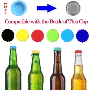 Bottle Caps, Beer Bottle Caps Silicone Reusable Soda Bottle Stopper Hat Sealer Cover for Soft Drink, Beverages, HomeBrew, Kitchen Gadgets, Prevent Spillage, Dishwasher Safe, BPA-Free (Mix, 6 Pack)