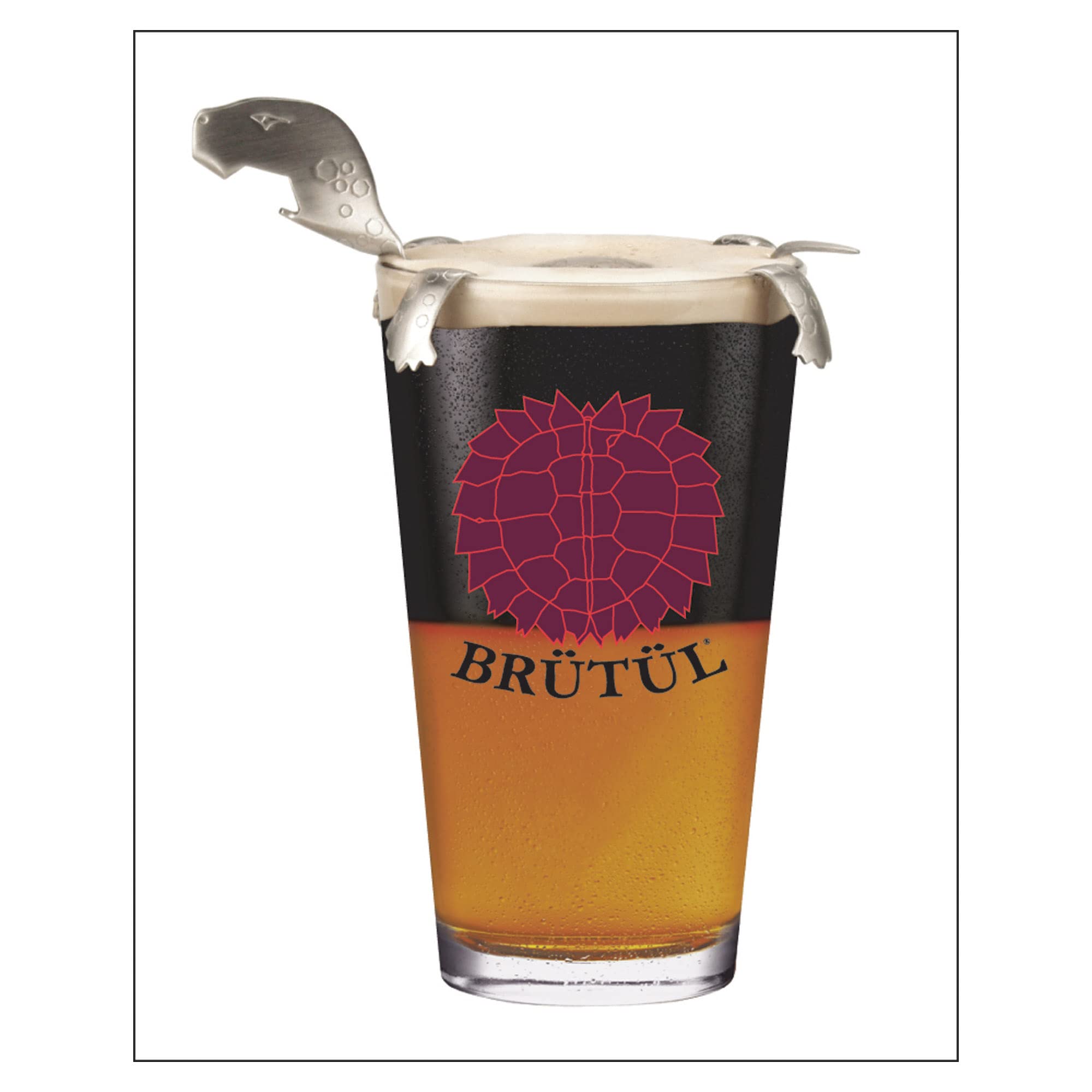 HIC Kitchen Brutul Black And Tan Turtle Beer Layering Tool, Stainless Steel